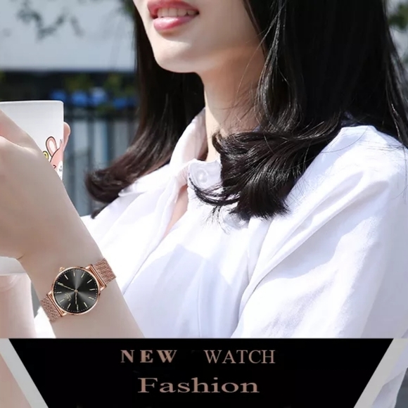 Rose Gold Mesh Stainless Steel Watch Top Brand - Picture 8 of 15